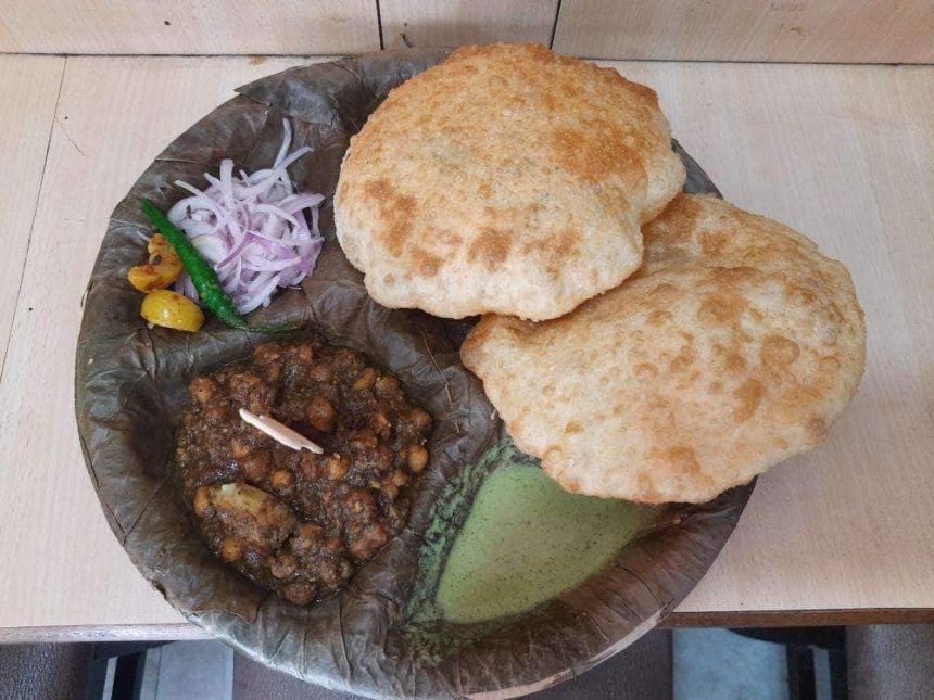 Paneer stuffed Chole Bhature served at Radheshyam Subhashkumar Paharganj