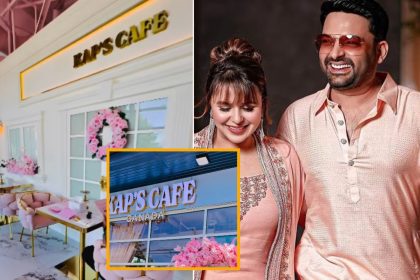 Kapil Sharma and Ginni Chatrath at the opening of The Kaps Cafe in Surrey Canada
