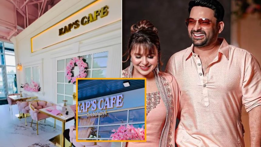 Kapil Sharma and Ginni Chatrath at the opening of The Kaps Cafe in Surrey, Canada